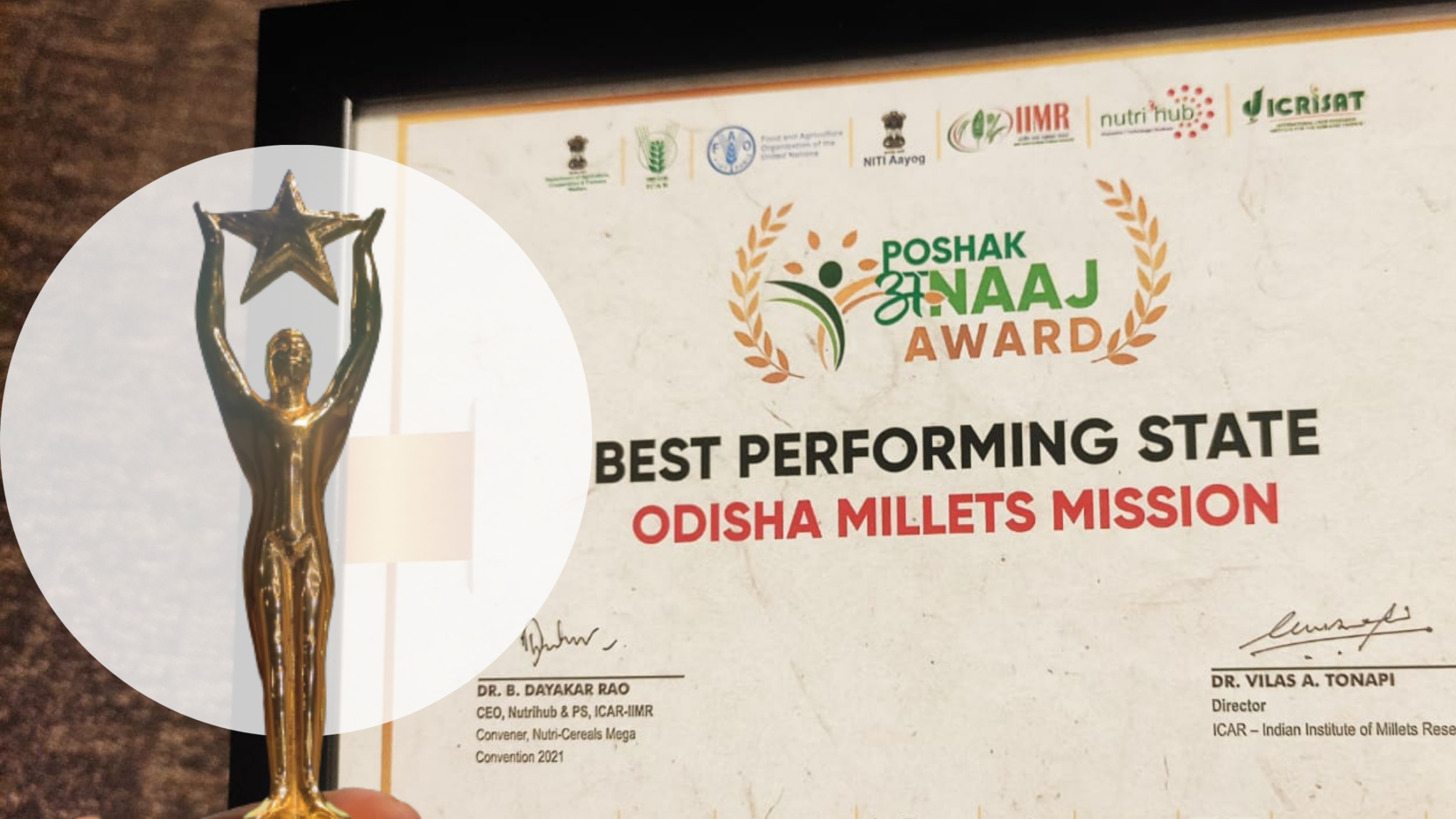 Best Millet Promoting State Award goes to Odisha Millet Mission in 2021